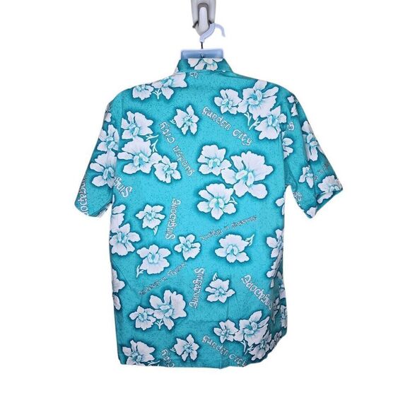 Vintage 80s Singapore Hawaiian Shirt Mens Size XL Blue Aloha - Picture 4 of 6